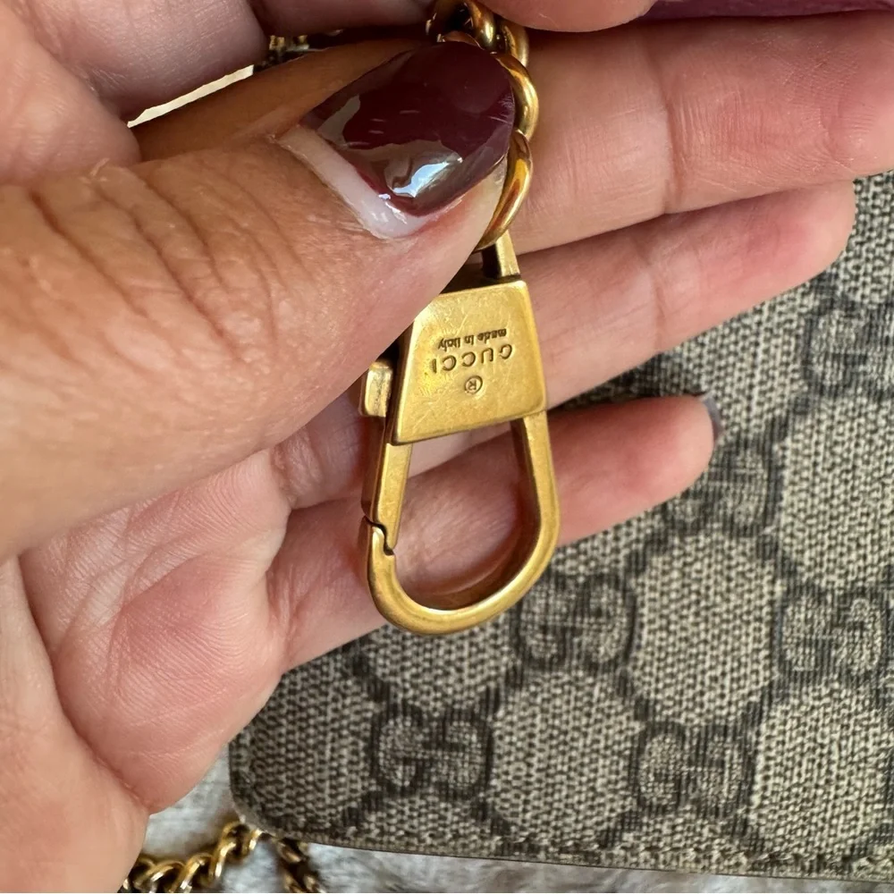 Gucci Beige Monogram Crossbody with Red and Green Cherry Accent P0264